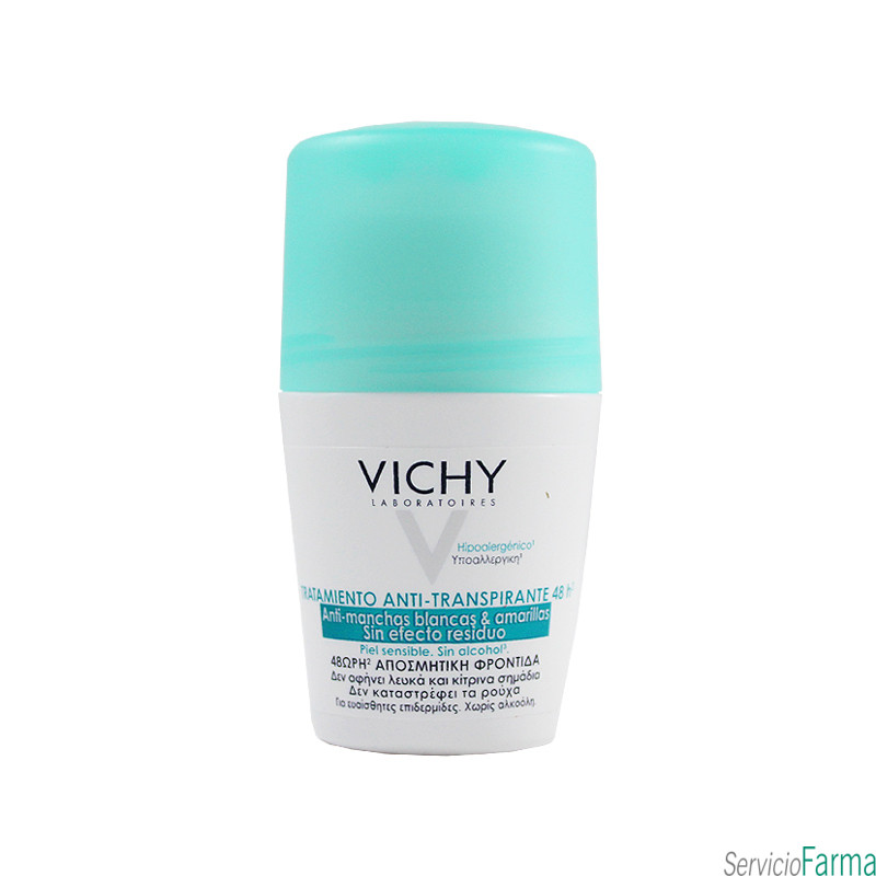 Vichy Desodorante Tratamiento Antitranspirante 48H Anti-manchas Amarillas y Blancas 50 ml