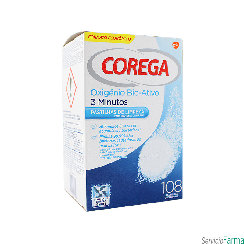 Corega Oxigeno Bio-Activo 3 minutos 108 tabletas