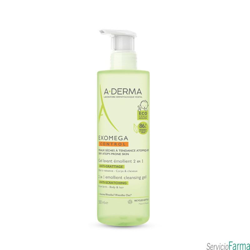 Aderma Exomega Control Gel limpiador emoliente 2 en 1 500 ml