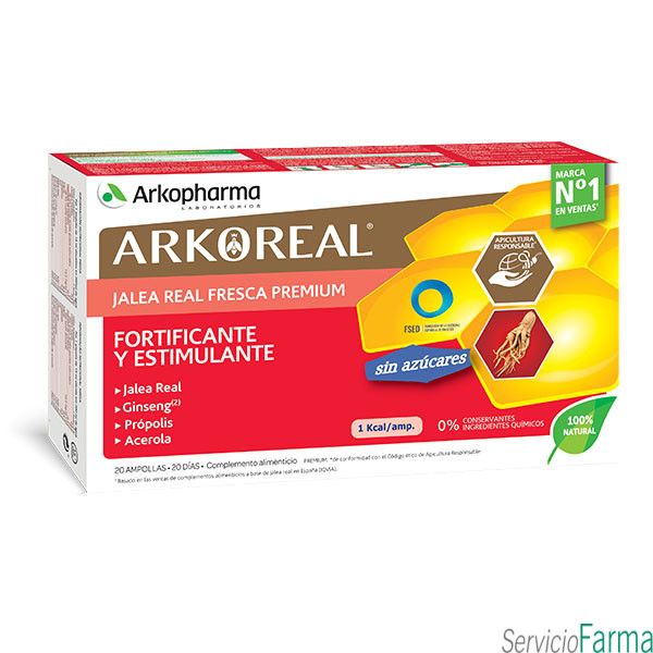 Arkoreal Jalea Real Ginseng Sin Azúcar 20 ampollas Arkopharma