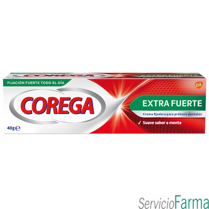 Corega Extra Fuerte Crema Prótesis Dentales Sabor menta 40 g