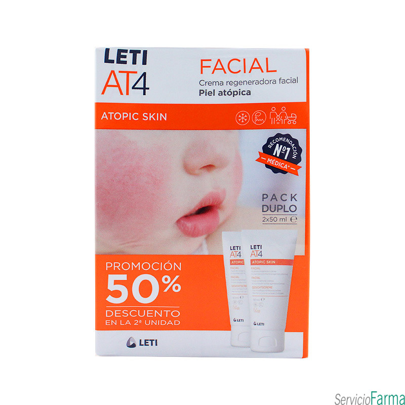 Duplo Leti AT4 crema facial regeneradora piel atópica 2x50ml