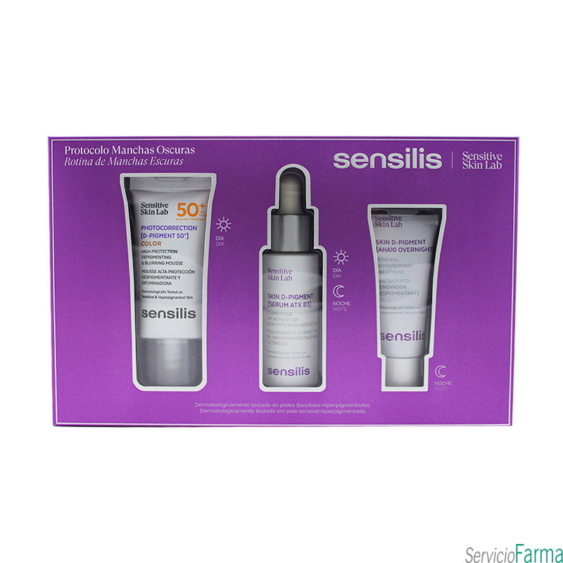 PACK Sensilis Skin D-Pigment Crema solar + Serum ATX + Tratamiento AHA10