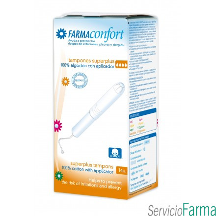 Tampones con aplicador Superplus 100% algodón - FarmaConfort (14 uds)