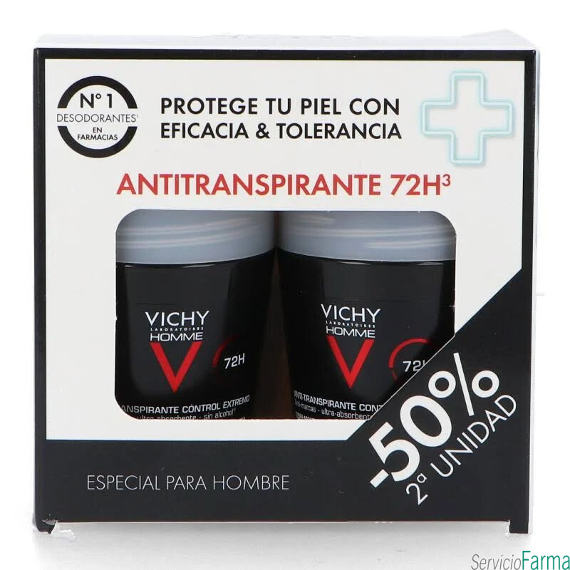 DUPLO Vichy Homme Desodorante Antitranspirante Control Extremo 72h 2 x 50 ml